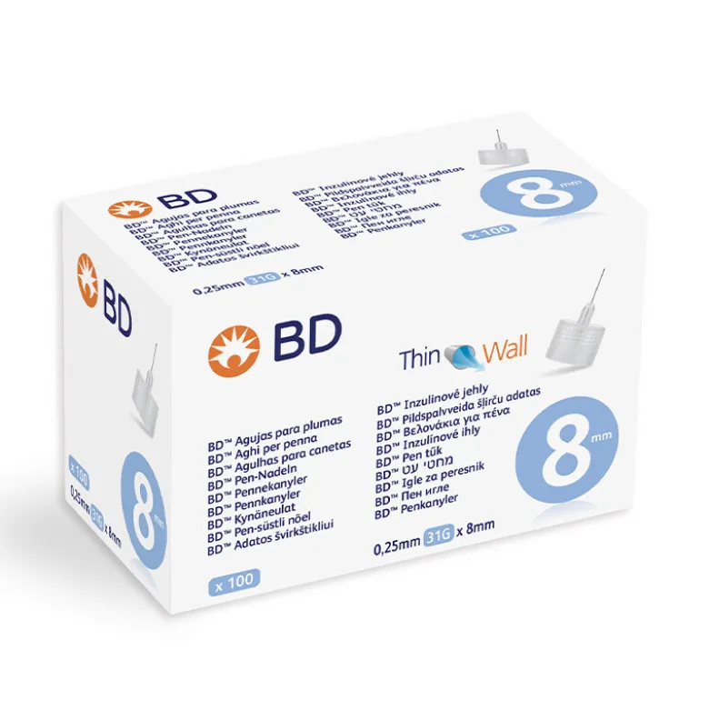 BD penkanyler 0,25 x 8 mm (31G) - 100 stk.
