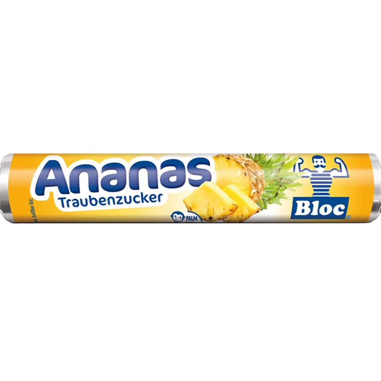Bloc Druesukker - Ananas, 18 tabletter