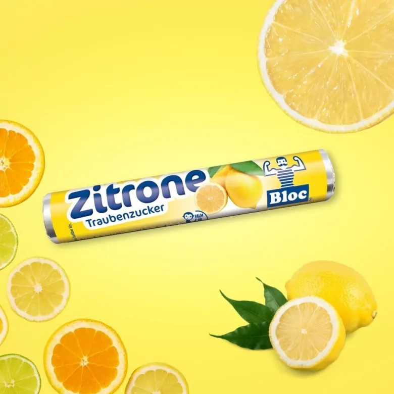 Bloc Druesukker - Citron, 18 tabletter