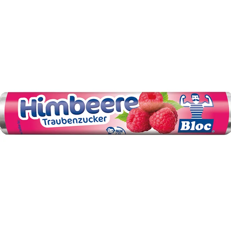 Bloc Druesukker - Hindbær, 18 tabletter