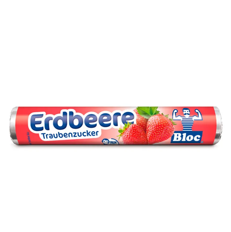 Bloc Druesukker - Jordbær, 18 tabletter