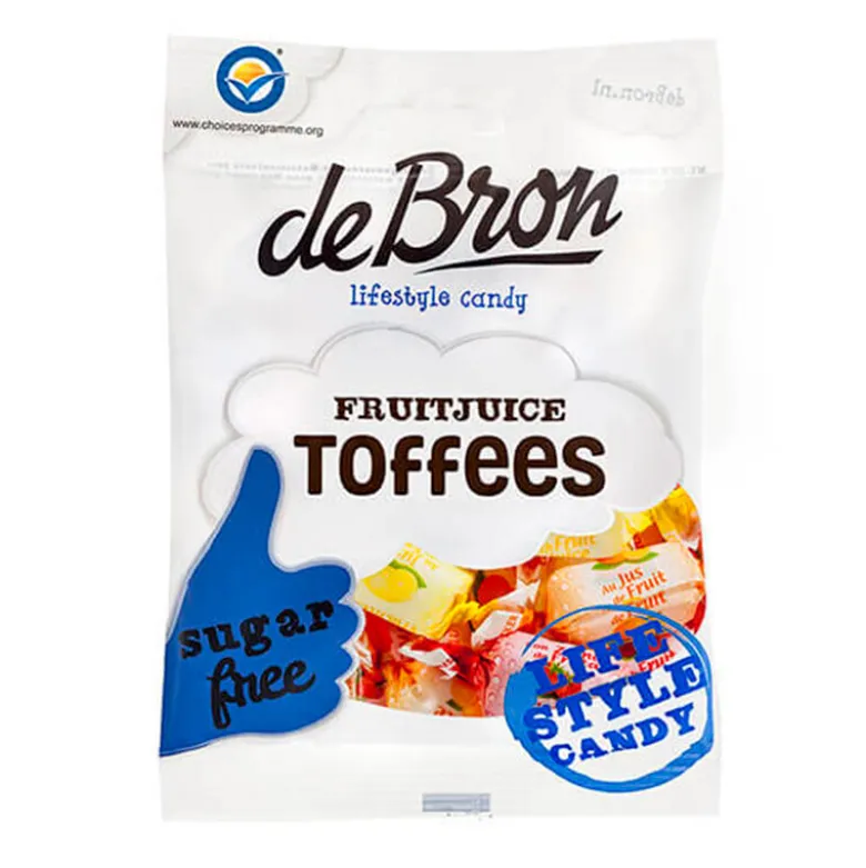 De Bron Fruitjuice Toffees, sukkerfri 90 g