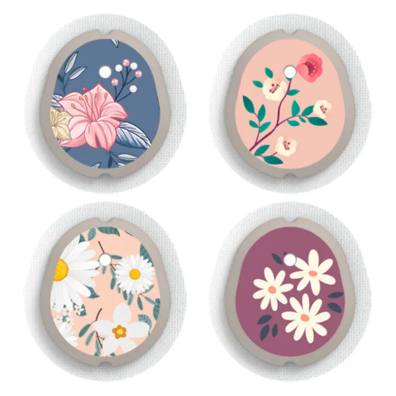 Dexcom G7 sensor klistermærker - Blomster, 4 stk.