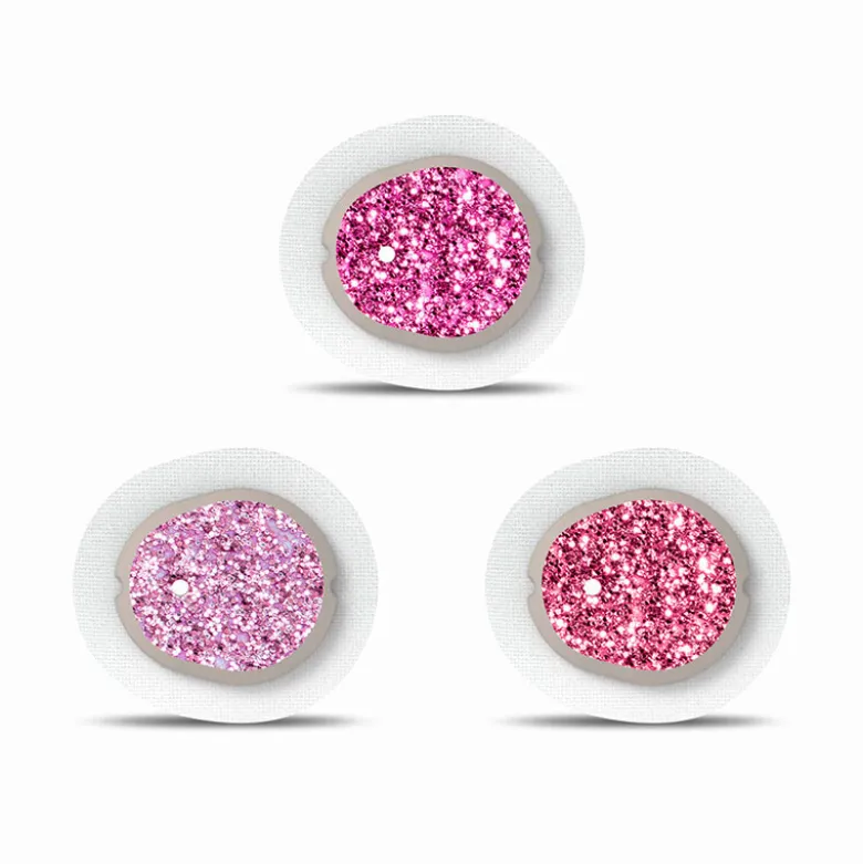 Dexcom G7 sensor klistermærker, Pink Glitter 3 stk.