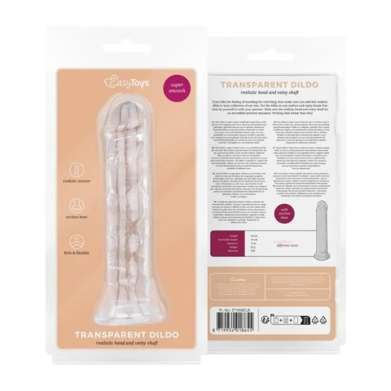 EasyToys Jelly Dildo, Transparent, 14 cm