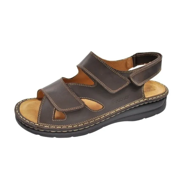 Fischer herresandal i læder med velcro