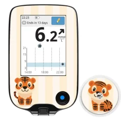Freestyle Libre klistermærke sæt til sensor og scanner - Tiger