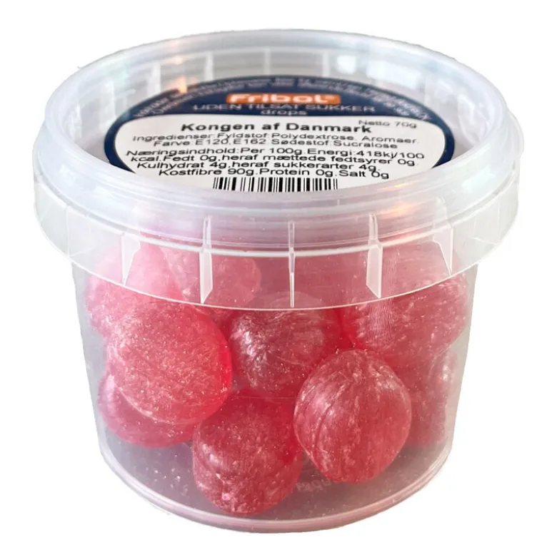 Fribol bolcher, Kongen af Danmark, Uden tilsat sukker, 65g