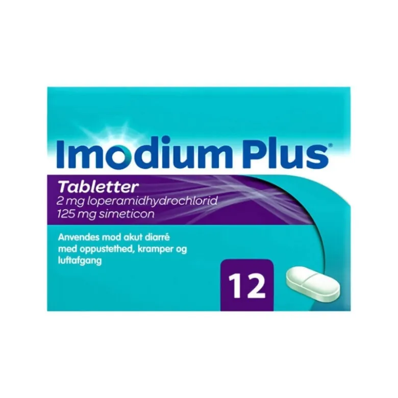 Imodium Plus 2mg + 125mg, 12 tabletter