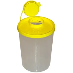 Kanylebøtte - 2,0 liter, klar med gult låg