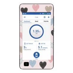 Klistermærke til Omnipod Dash scanner - Polka hjerter