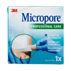 Micropore 3M tape, hvid, 5 cm x 10 m