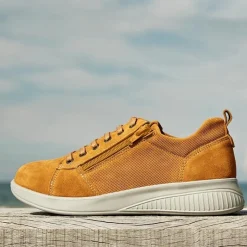 New Feet damesko i ruskind med snørebånd og lynlås