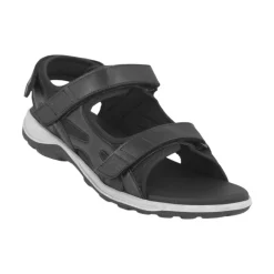 New Feet herresandal med justerbare velcrostropper, glat læder