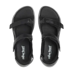New Feet herresandal med justerbare velcrostropper, glat læder