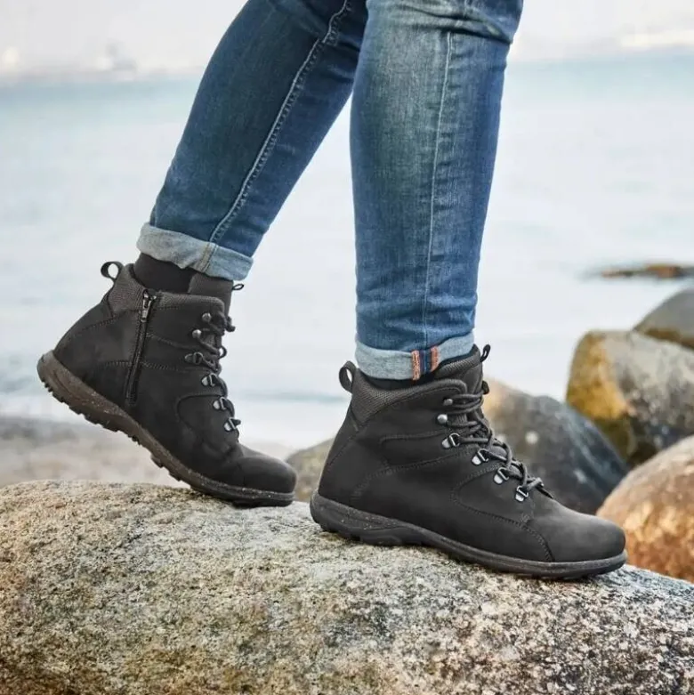 New Feet nubuck herrestøvle med lynlås og snøre