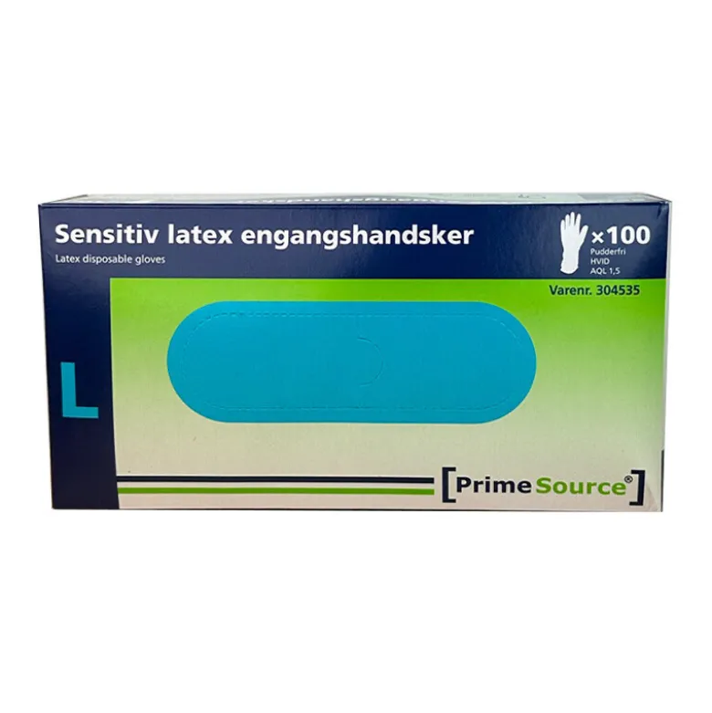 Primesource latex handsker, pudderfri, 100 stk.