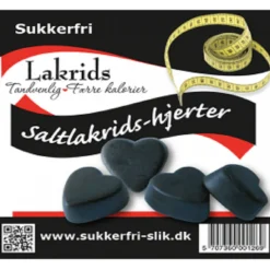 Sukkerfri salt lakridshjerter, 90g