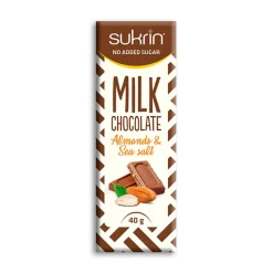 Sukrin Mælkechokolade m/ mandler og havsalt uden tilsat sukker