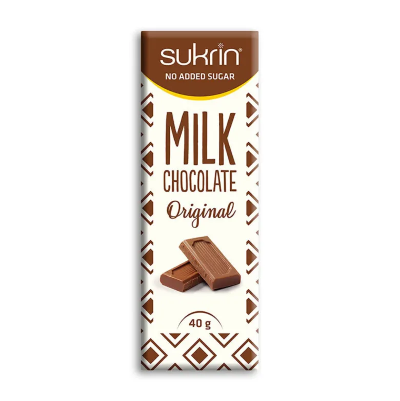 Sukrin Mælkechokolade uden tilsat sukker, 40 g