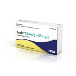 Tapin creme 2,5% + 2,5%, 5 x 5g inkl. 12 plaster