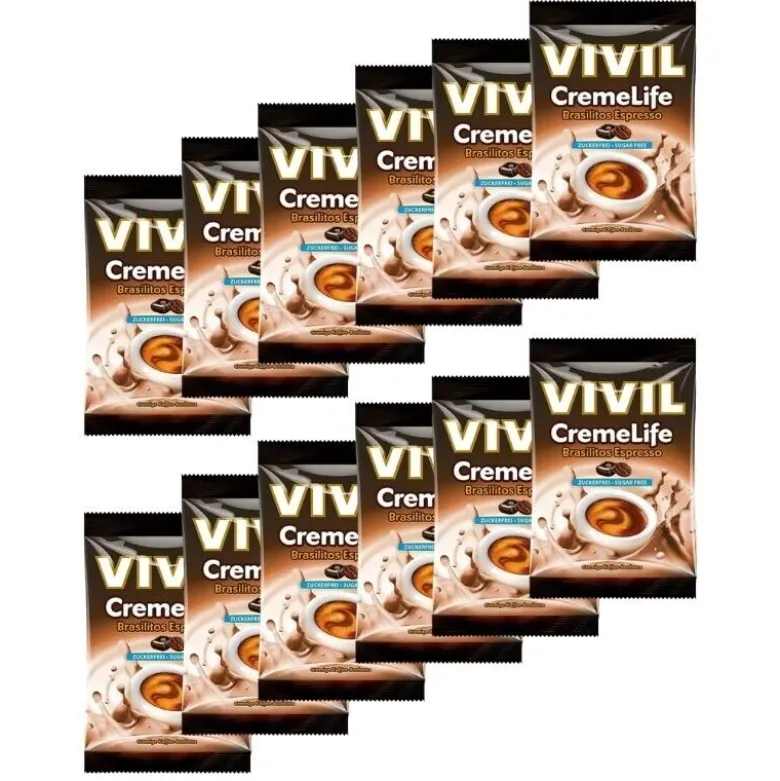 Vivil Creme Life Brasilitos Espresso-pakken, sukkerfri bolcher, 12 stk.