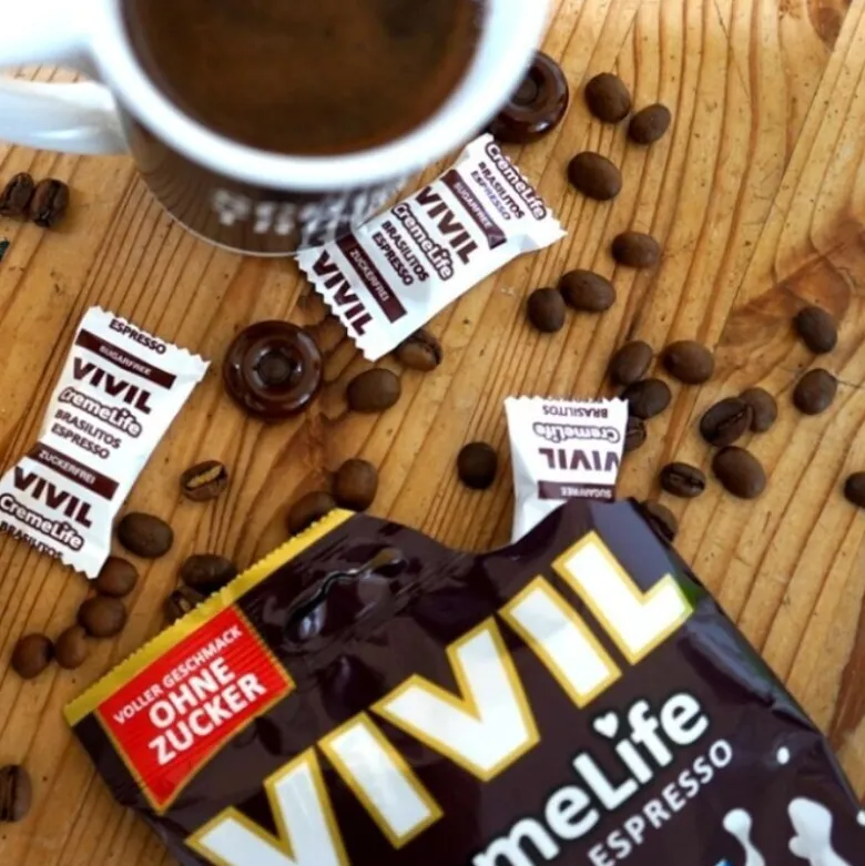 Vivil Creme Life Brasilitos Espresso-pakken, sukkerfri bolcher, 12 stk.