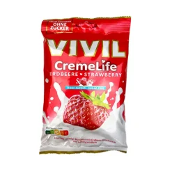 Vivil Creme Life Jordbær, sukkerfri bolcher, 90g